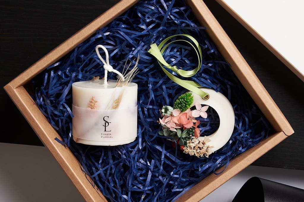 大豆乾燥花香氛蠟燭/蠟牌(蠟片)
禮盒組